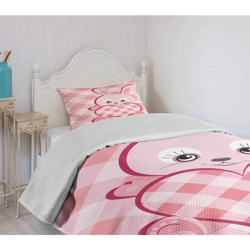 Diamond Shape Bunny Heart Bedspread Set