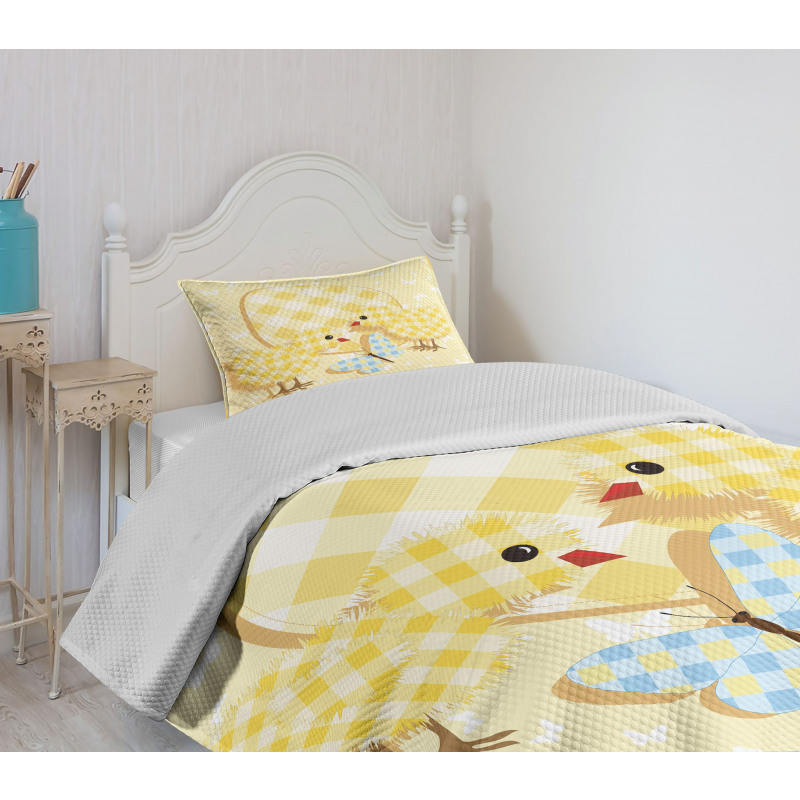 Plaid Patterned Animals Bedspread Set