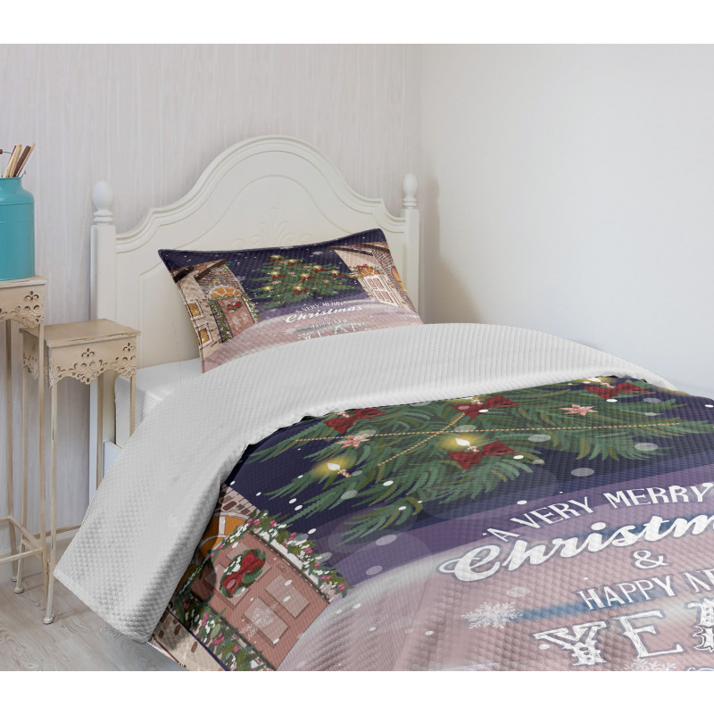 Snowy Streets Carol Bedspread Set