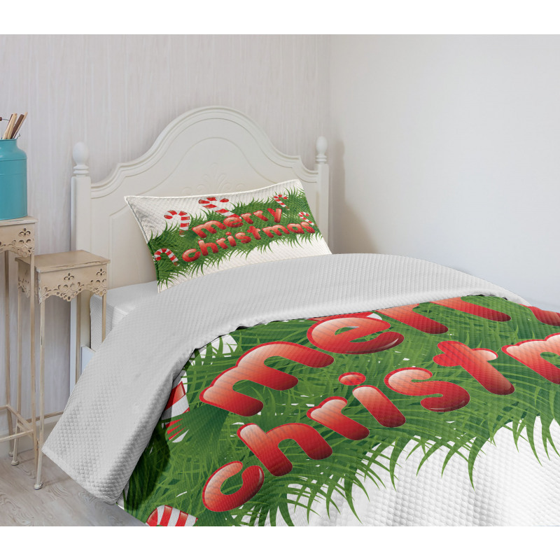 Candy Canes Garland Bedspread Set