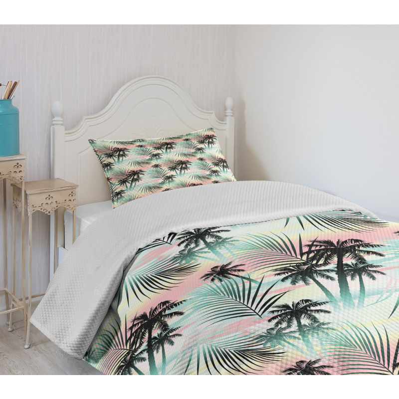 Summer Palm Trees Fern Bedspread Set