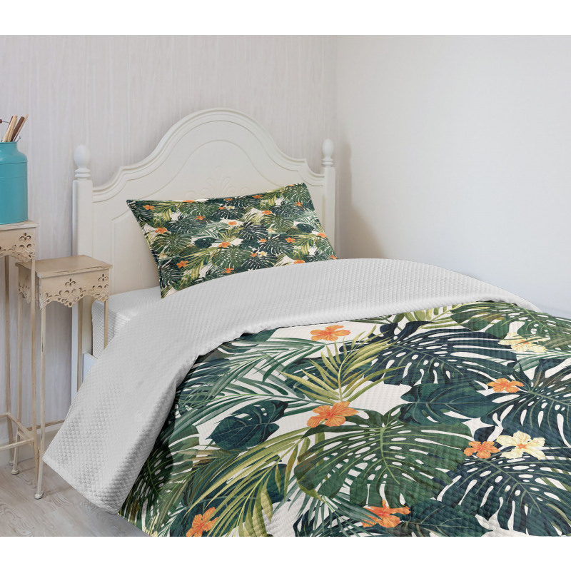 Colorful Polynesia Plant Bedspread Set