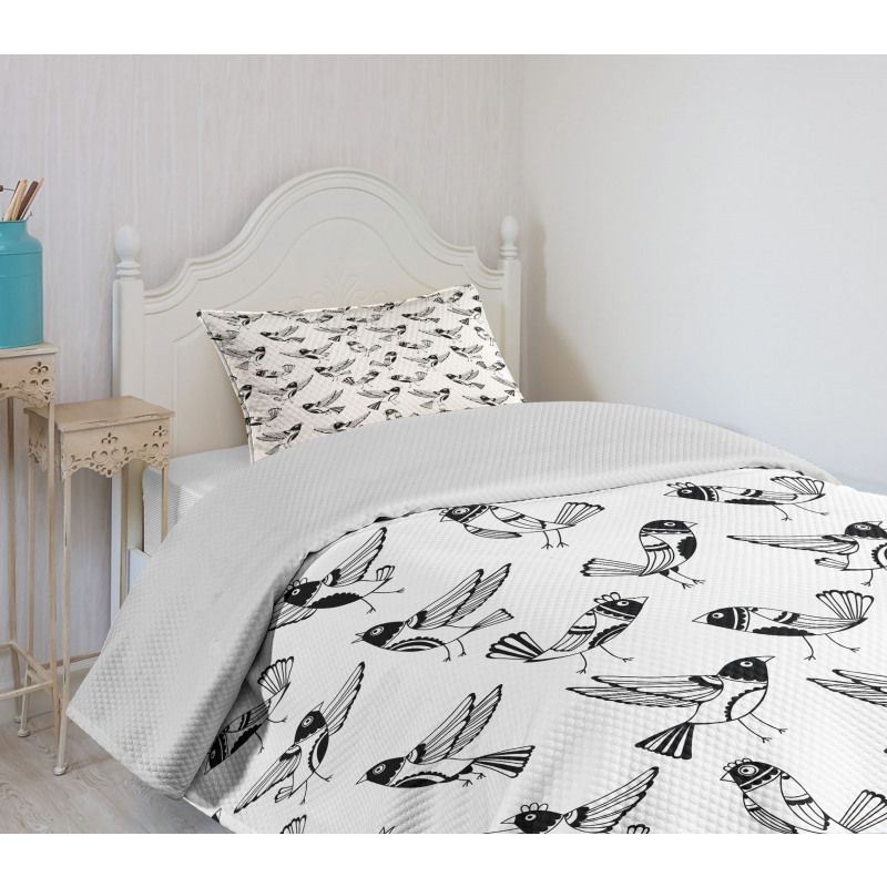 Cartoon Birds Bedspread Set