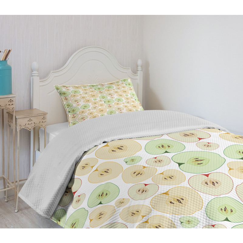 Fruits Cut in Half Seeds Bedspread Set