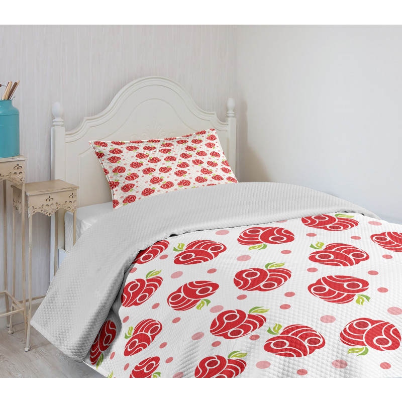 Curved and Dotted Fruit Bedspread Set