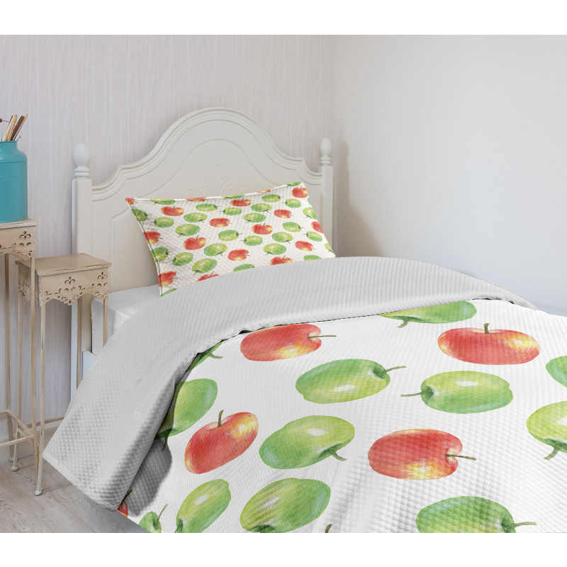 Watercolor Fruit Pattern Bedspread Set