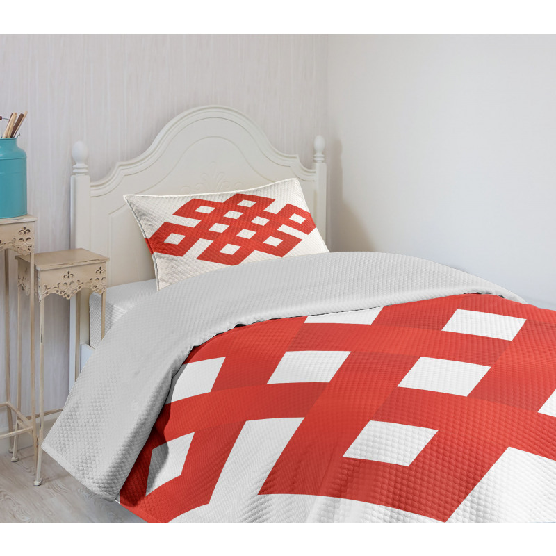 Tangled Lines with Squares Bedspread Set