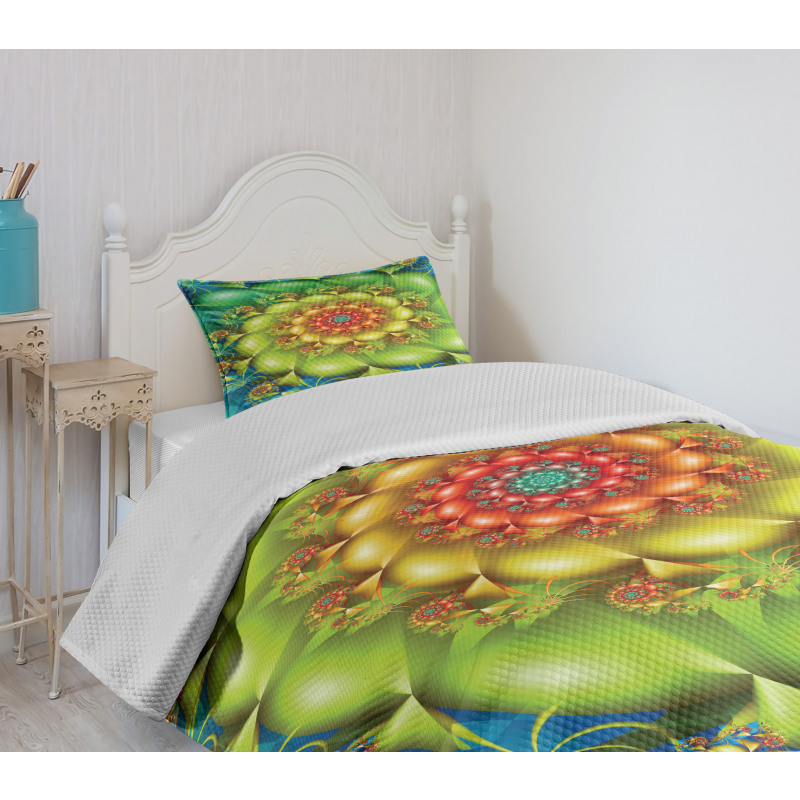 Colorful Floral Spiral Bedspread Set