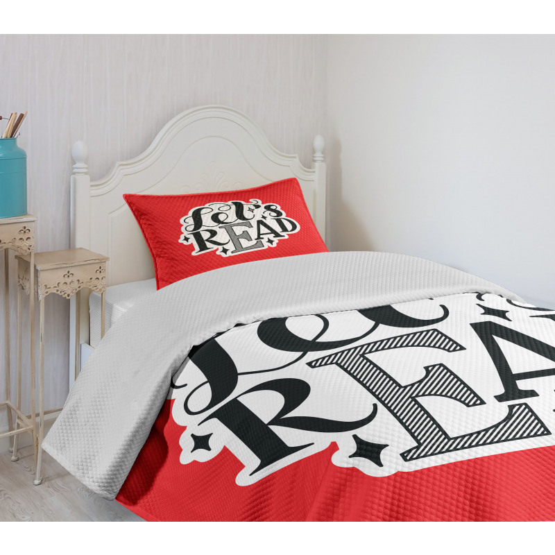 Motivational Phrase on Red Bedspread Set