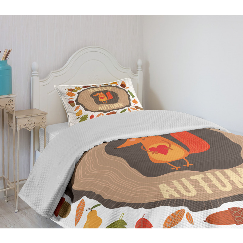 Autumn Theme Vintage Fox Bedspread Set