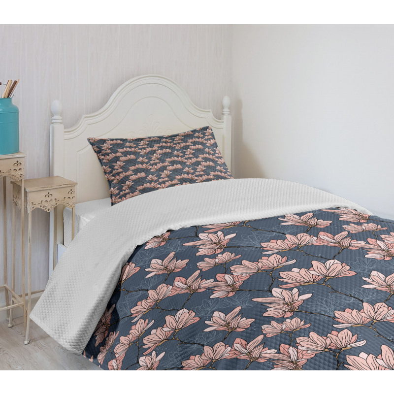 Magnolia Flowers Japan Bedspread Set