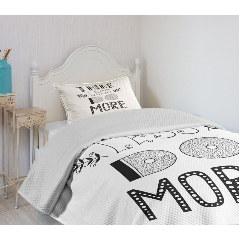 Different Fonts Leafs Bedspread Set