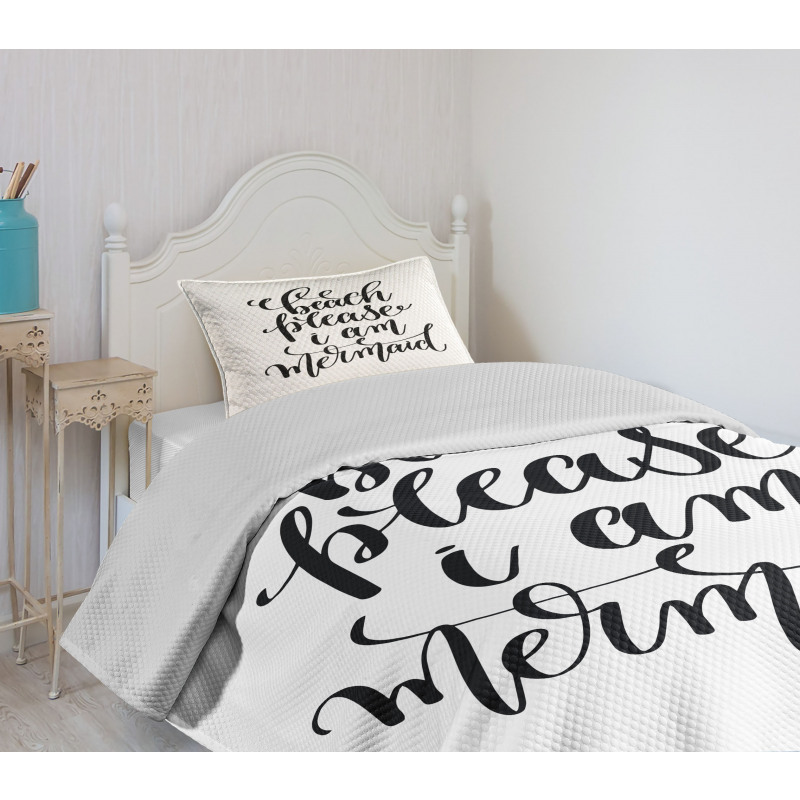 Cool Font Mermaid Theme Bedspread Set