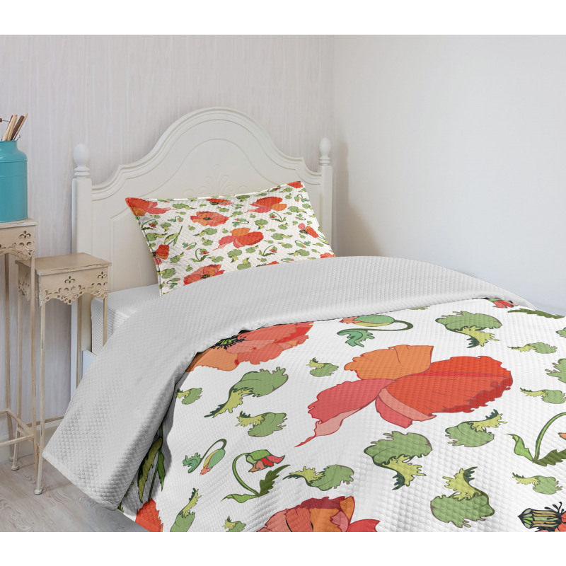 Scattered Buds and Stems Bedspread Set