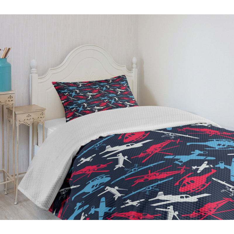 Airships Helicopters Bedspread Set