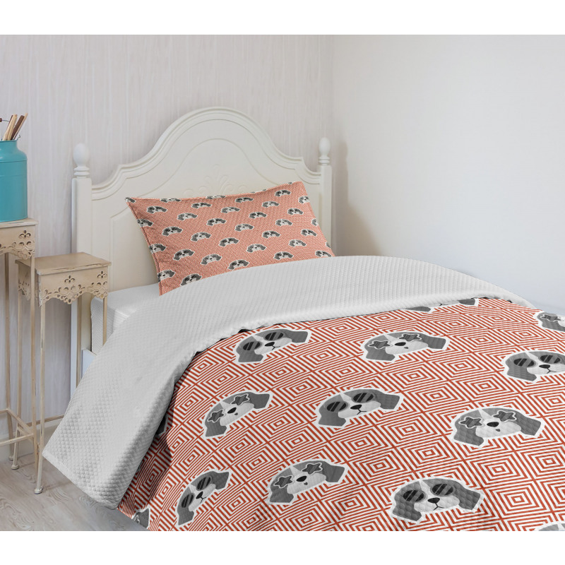 Beagle Puppy Squares Bedspread Set