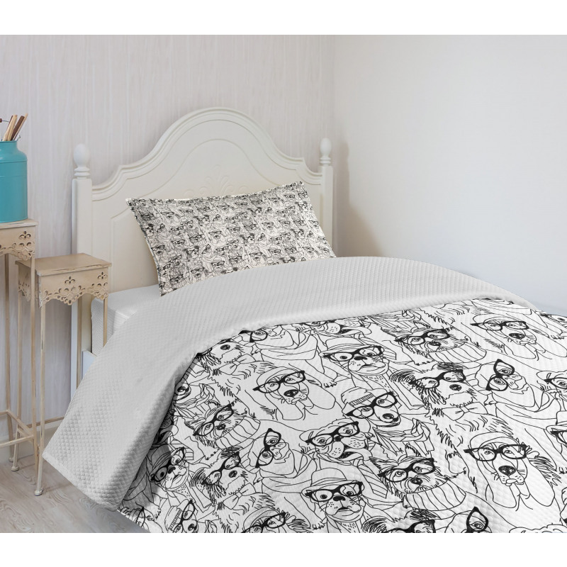 Terrier and Pug Bedspread Set