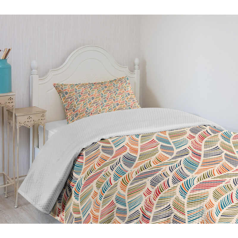 Abstract Feather Wave Bedspread Set