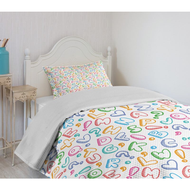 Colored Letters Bedspread Set