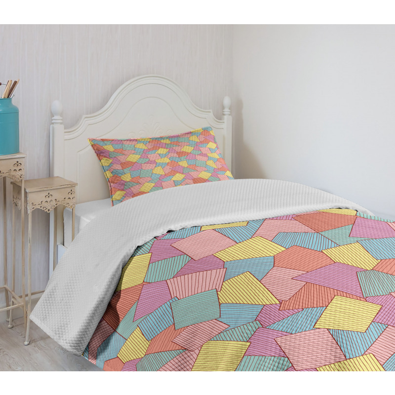 Tile Pattern Stripes Bedspread Set