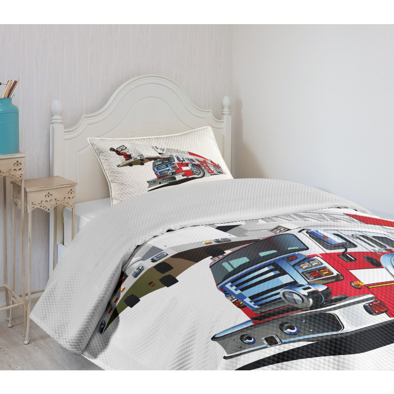 911 Emergency Firetruck Bedspread Set