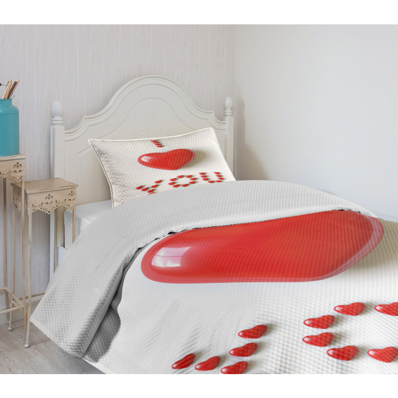 3D Heart Letters Bedspread Set