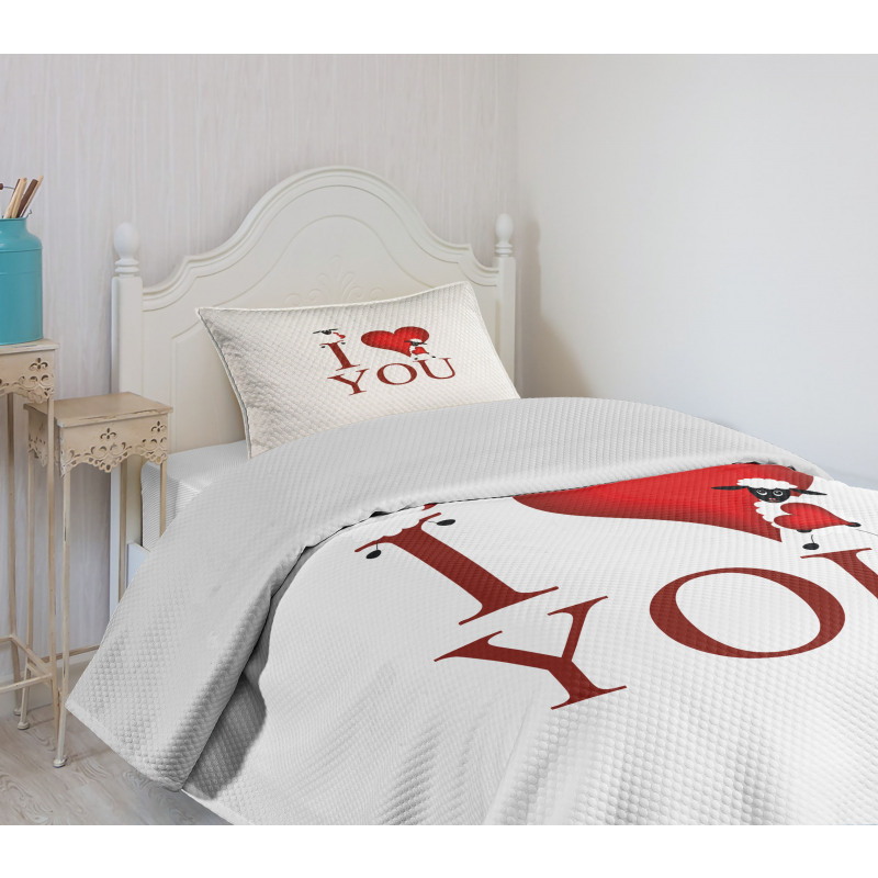 Sheep and Red Heart Bedspread Set