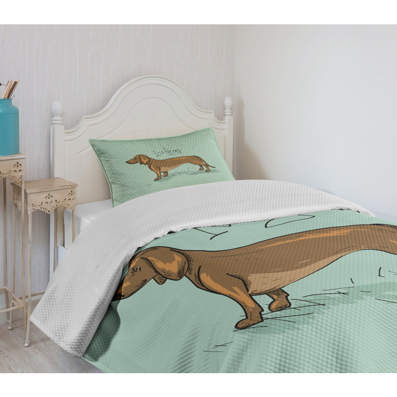 Detailed Puppy Design Bedspread Set