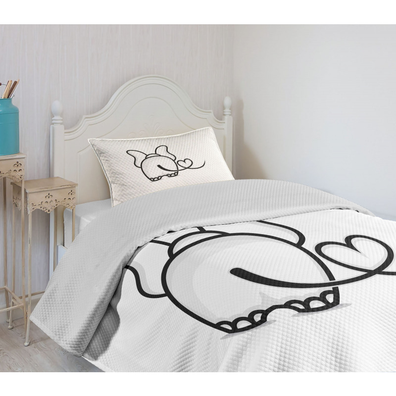 Love Theme Doodle Style Bedspread Set