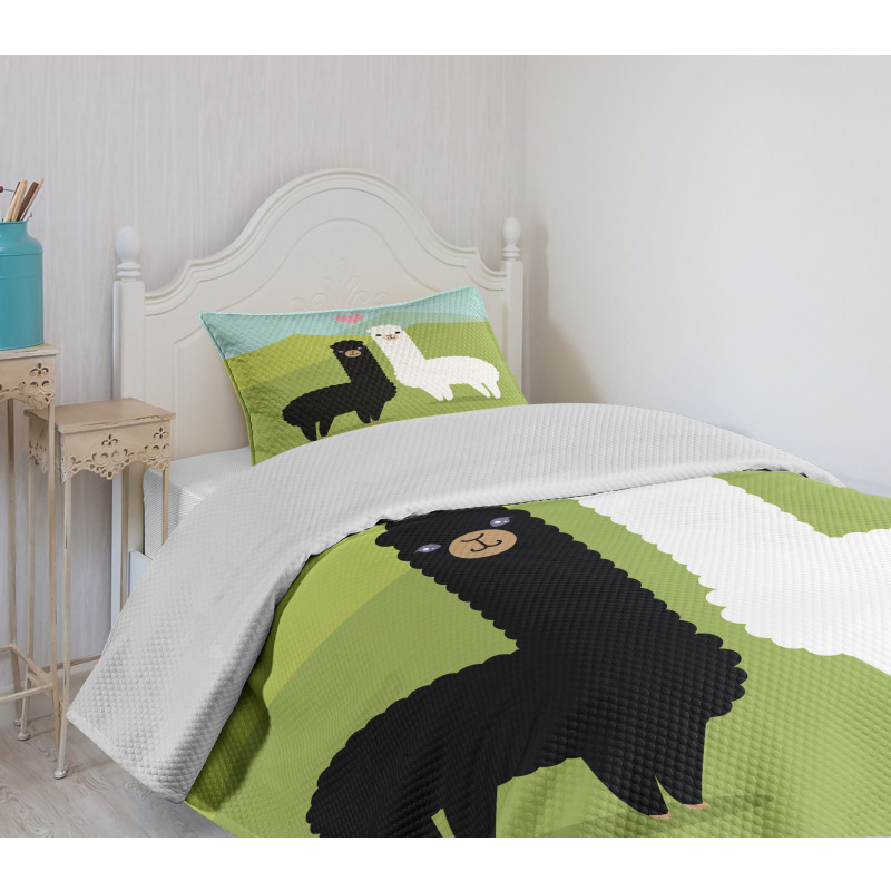 Animals in Love on Hill Bedspread Set