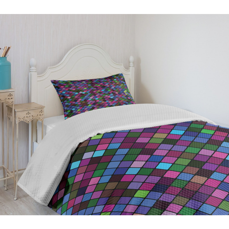 Mosaic Pixel Pattern Bedspread Set