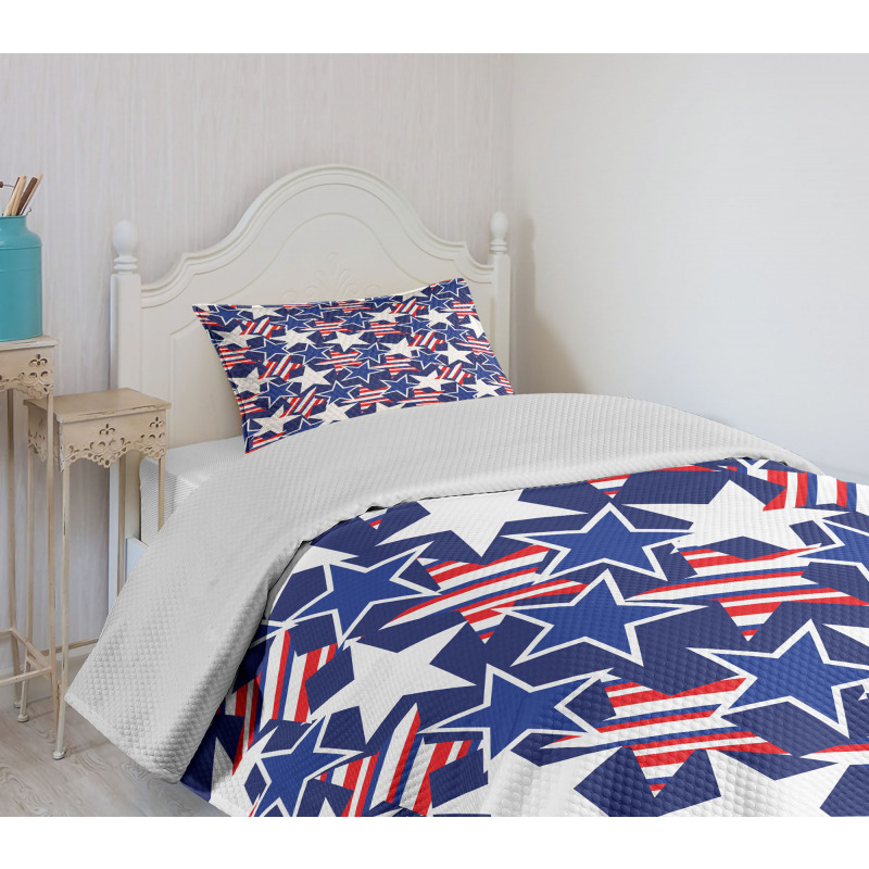 Patriotic American Star Bedspread Set