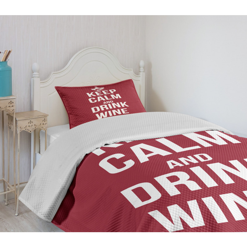 Drink Wine Slogan Bedspread Set