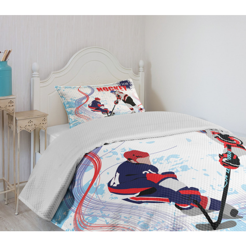 Players on Skating Rink Bedspread Set