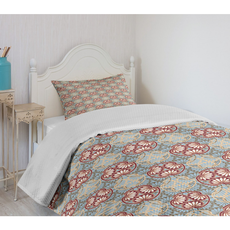 Oriental Flower Design Bedspread Set