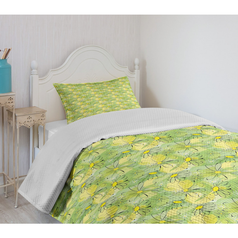 Doodle Daisy Branches Bedspread Set