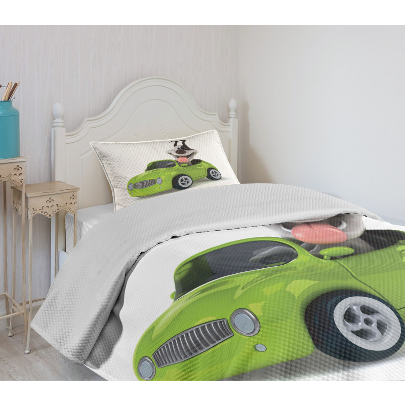 Fun Dog Sports Car Bedspread Set