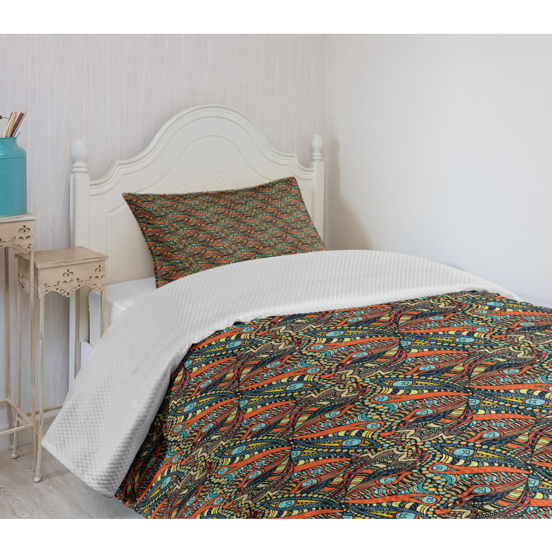 Abstract Waves Pattern Bedspread Set