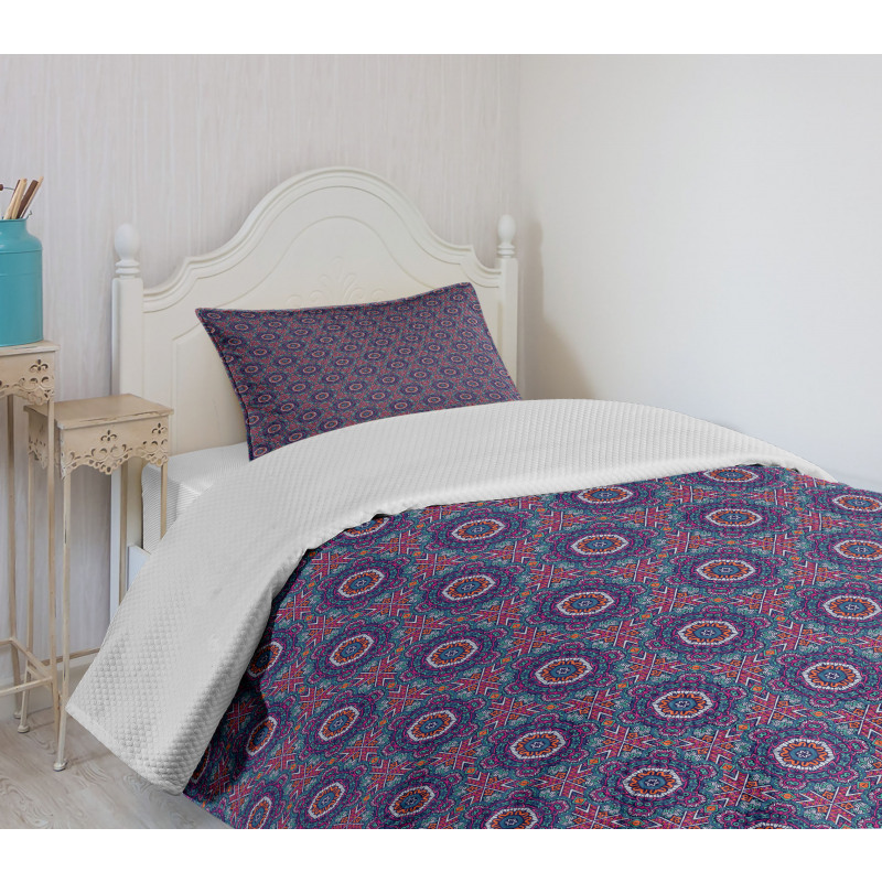 Floral Design Stripes Bedspread Set