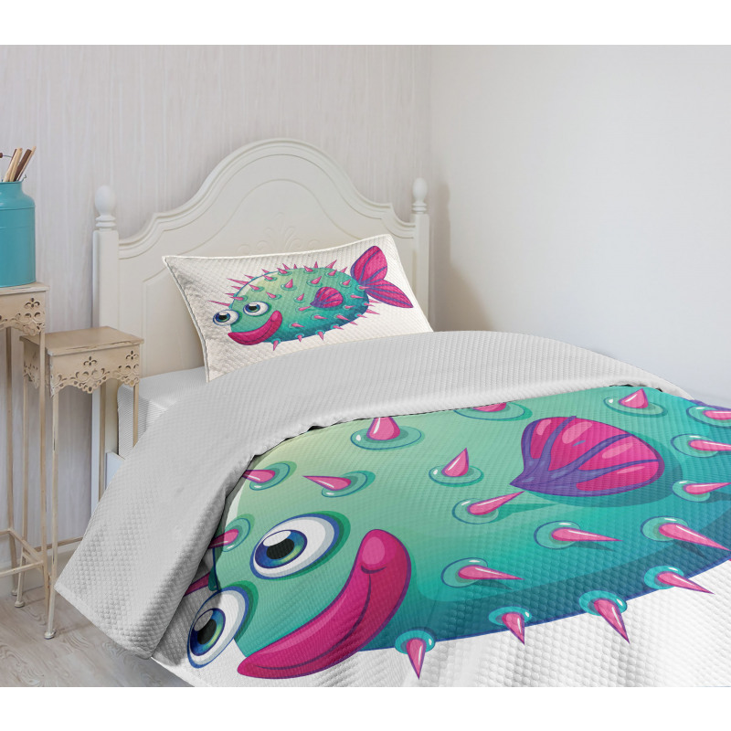 Vibrant Color Bubble Fish Bedspread Set