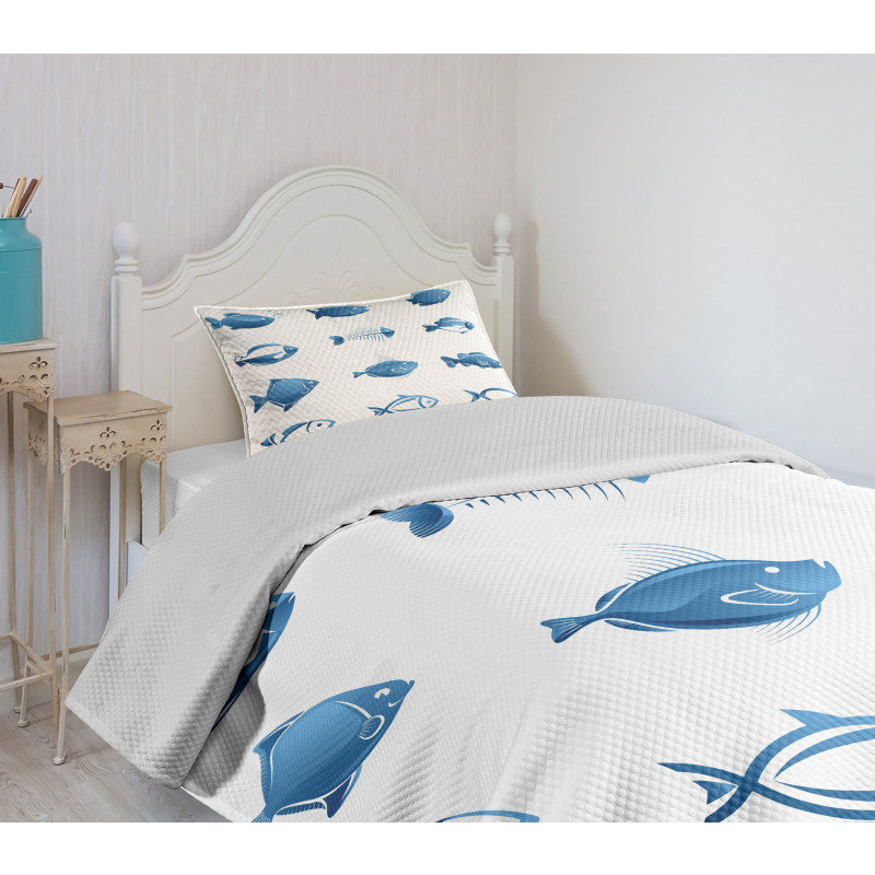 Array of Fish Marine Life Bedspread Set