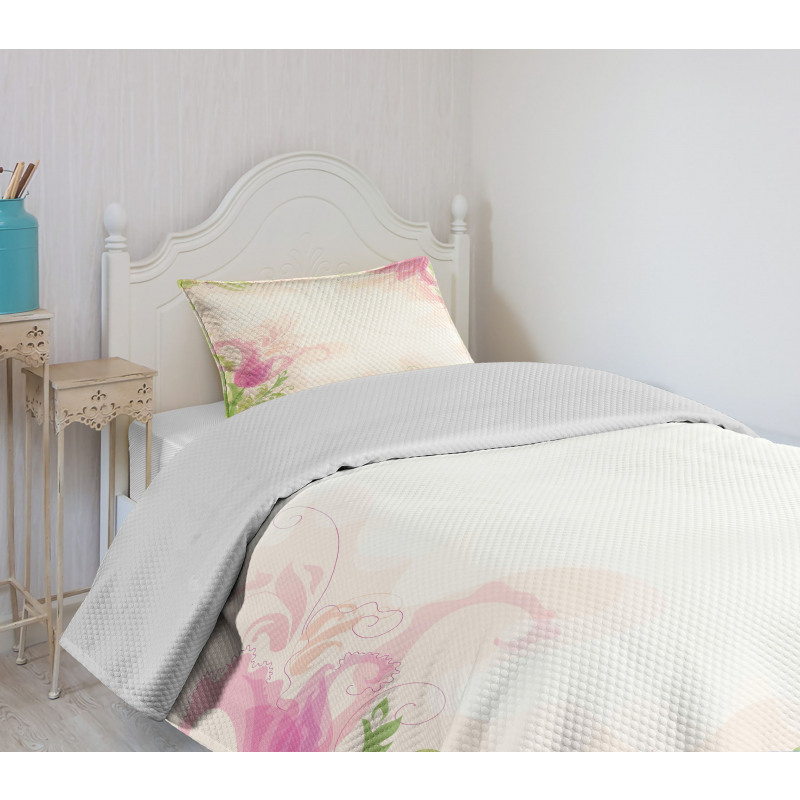 Pastel Tulips Bedspread Set