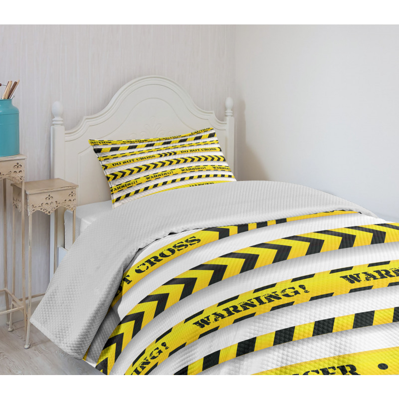 Caution Tapes Pattern Bedspread Set