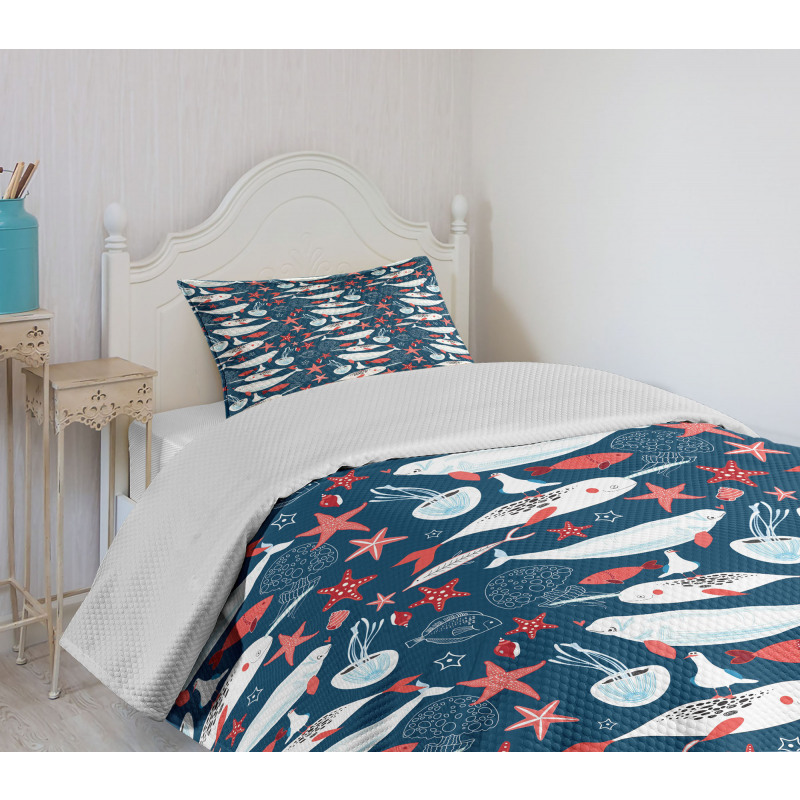 School of Fish Narwhal Bedspread Set