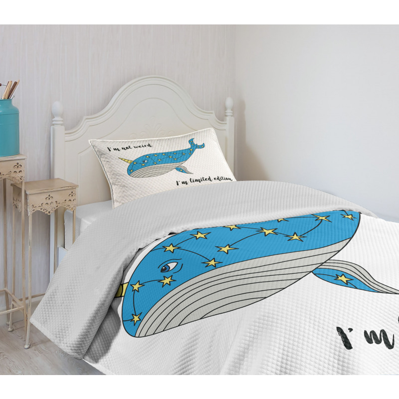 Hand Drawn Blue Whale Bedspread Set