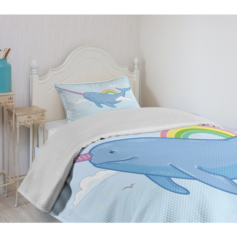 Flying Whale Bedspread Set