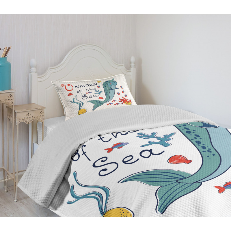 Colorful Swimming Whale Bedspread Set