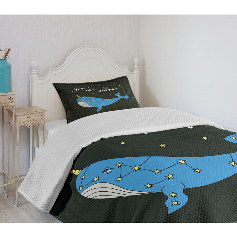 Cartoon Style Whale Bedspread Set
