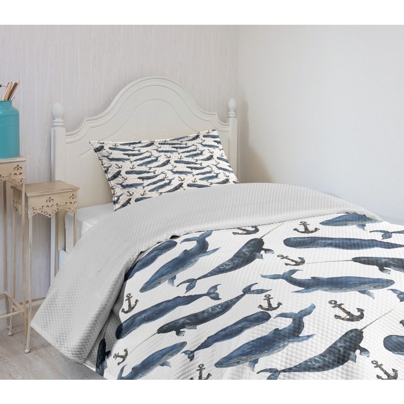 Aquerelle Ocean Whales Bedspread Set