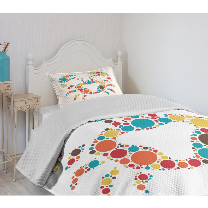 Colorful Dotted Shape Bedspread Set